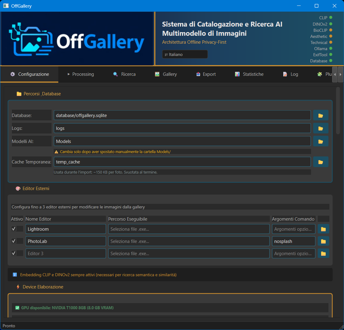 OffGallery — Configurazione