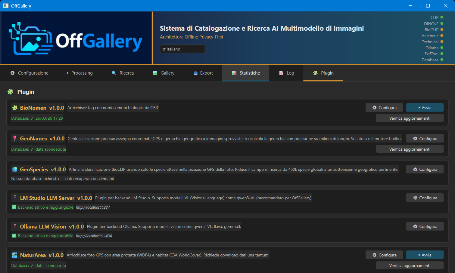 Sezione Plugin OffGallery
